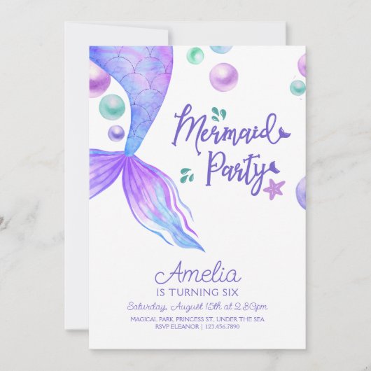 Mermaids Tail onder de Birthday-Zee Kaart (Voorkant)