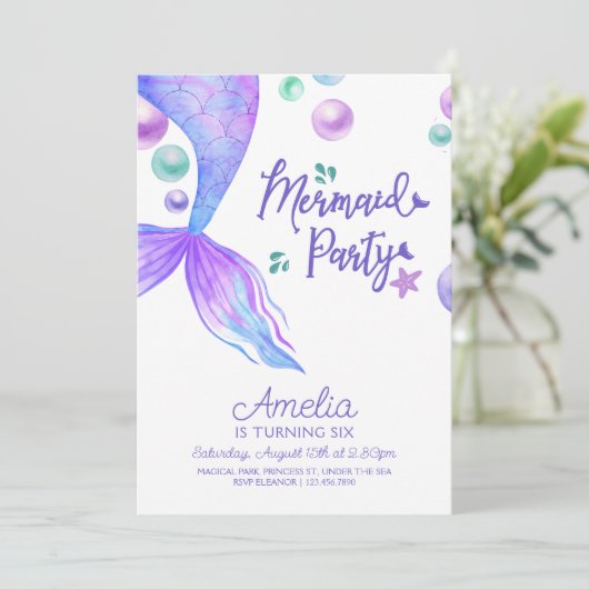 Mermaids Tail onder de Birthday-Zee Kaart (Staand voorkant)