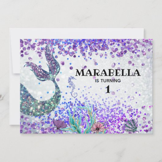 *~* Mermaid's Tail Rainbow Birthday Party Kaart (Voorkant)