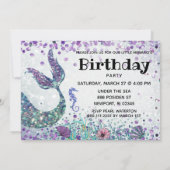 *~* Mermaid's Tail Rainbow Birthday Party Kaart (Achterkant)