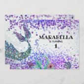 *~* Mermaid's Tail Rainbow Birthday Party Kaart (Voorkant / Achterkant)