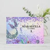 *~* Mermaid's Tail Rainbow Girl Birthday Kaart (Staand voorkant)