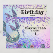 *~* Mermaid's Tail Rainbow Girl Birthday Kaart (Voorkant / Achterkant)