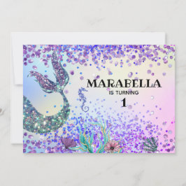 *~* Mermaid's Tail Rainbow Girl Birthday Kaart