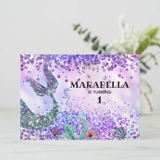 *~* Mermaid's Tail - Regenboogfeest Kaart (Staand voorkant)