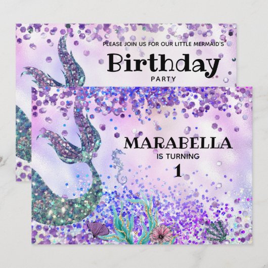 *~* Mermaid's Tail - Regenboogfeest Kaart (Voorkant / Achterkant)