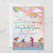 Mermaids, Unicorns & Rainbows Party Invitations Kaart (Voorkant)
