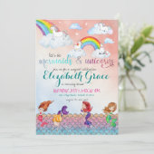 Mermaids, Unicorns & Rainbows Party Invitations Kaart (Staand voorkant)
