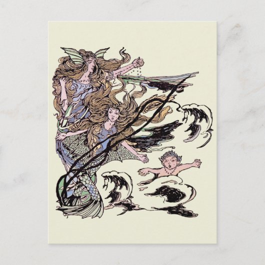 Mermaids  Victoriaans illustratie Briefkaart (Voorkant)