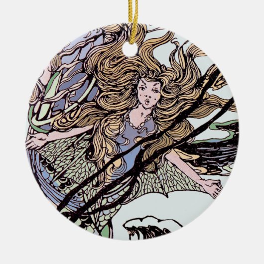 Mermaids  Victoriaans illustratie Keramisch Ornament (Voorkant)