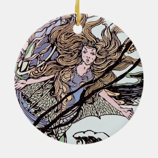 Mermaids  Victoriaans illustratie Keramisch Ornament (Achterkant)