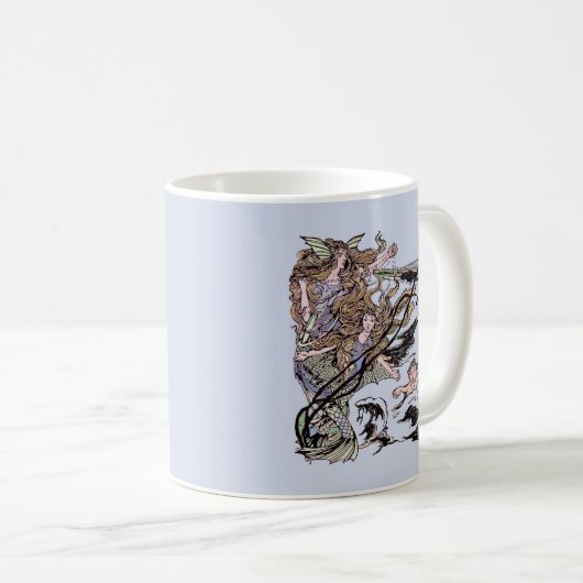 Mermaids  Victoriaans illustratie Koffiemok (Voorkant rechts)