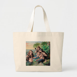Mermaids Victoriaans  Illustratie Kunstwerk Grote Tote Bag