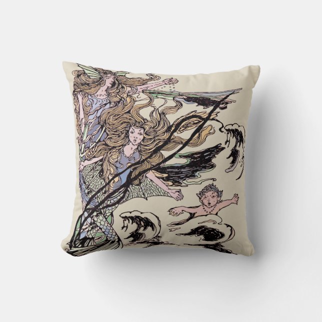 Mermaids  Victoriaans illustratie Kussen (Voorkant)