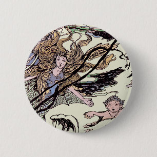 Mermaids  Victoriaans illustratie Ronde Button 5,7 Cm