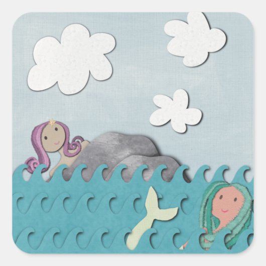 Mermaids Vierkante Sticker (Voorkant)