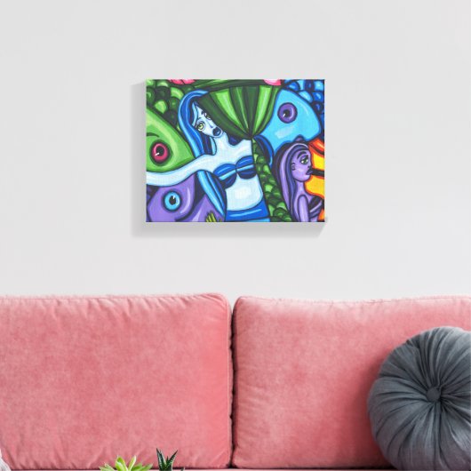 Mermaids vis Abstract Oorspronkelijk Kunstschilder Canvas Afdruk (Insitu (Woonkamer))