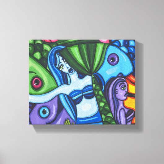 Mermaids vis Abstract Oorspronkelijk Kunstschilder Canvas Afdruk (Voorkant)