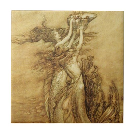 Mermaids Vist parelberg Tegeltje (Voorkant)