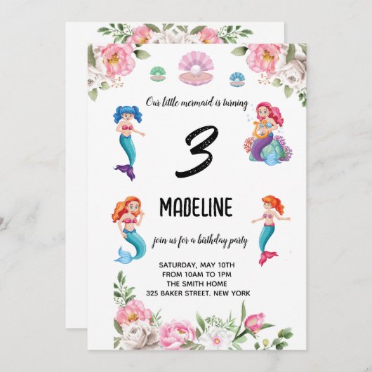 Mermaids voor meisjes kaart (Voorkant / Achterkant)