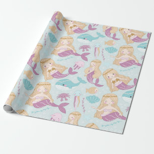 Mermaids Zee Baby shower Meisjes Verjaardagsfeest Cadeaupapier