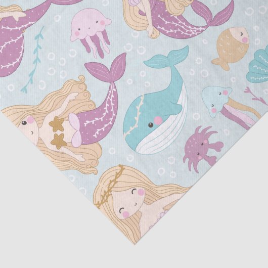 Mermaids Zee Baby shower Meisjes Verjaardagsfeest Tissuepapier (Detail)