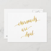 Mermaids zijn echte Quote Gold Faux Folie White Briefkaart (Voorkant / Achterkant)
