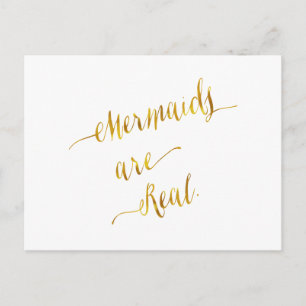 Mermaids zijn echte Quote Gold Faux Folie White Briefkaart