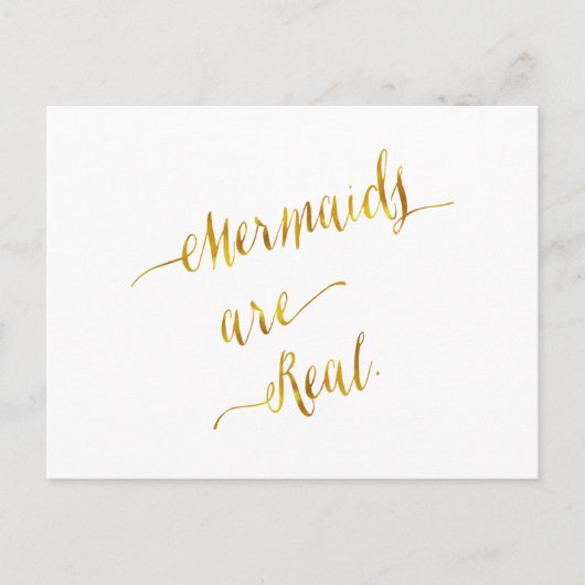 Mermaids zijn echte Quote Gold Faux Folie White Briefkaart (Voorkant)