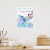 Mermaidstaart babyshower bordjes poster (Keuken)