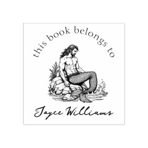 Merman Book Lover Gift 'Uit de bibliotheek van' Bo Rubberstempel