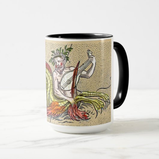 Merman die een Medieval Lyre speelt Mok (Voorkant rechts)