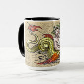 Merman die een Medieval Lyre speelt Mok (Voorkant links)