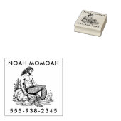 Merman Hunk op Rock Tail in het Surf van Zee Waves Rubberstempel (Gestempeld)