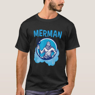 Merman kostuum voor mannen met Poseidon Trident Me T-shirt