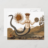 Merman met drie vlakken middeleeuws symbool briefkaart (Voorkant / Achterkant)