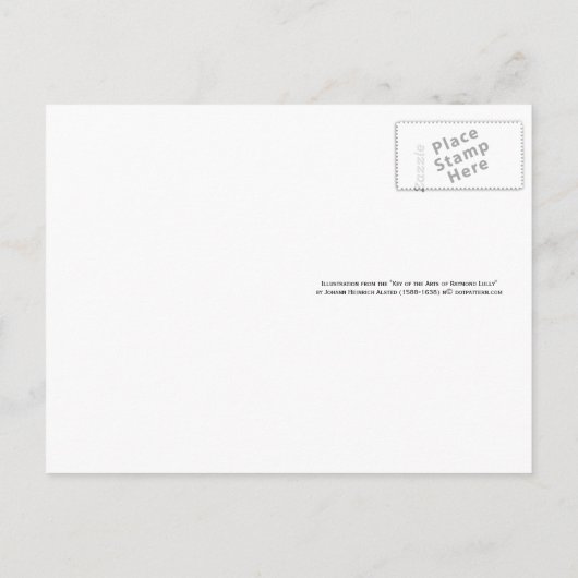 Merman met drie vlakken middeleeuws symbool briefkaart (Achterkant)