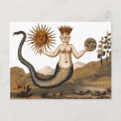 Merman met drie vlakken middeleeuws symbool briefkaart (Voorkant)