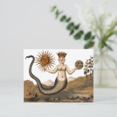 Merman met drie vlakken middeleeuws symbool briefkaart (Staand voorkant)
