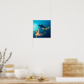 Merman met Poster van haaien (Keuken)