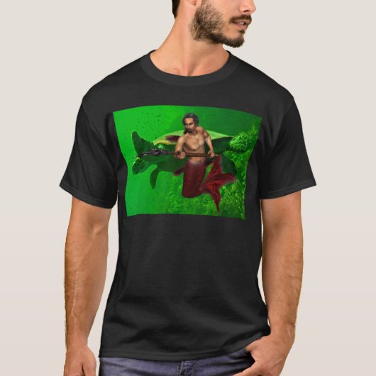 Merman met Zee Turtle Mannen T-Shirt (Voorkant)