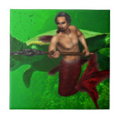 Merman met Zee Turtle Tile Tegeltje (Voorkant)