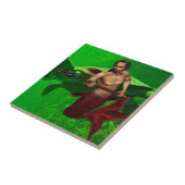 Merman met Zee Turtle Tile Tegeltje (Zijkant)