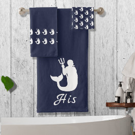 Merman Ocean Blue en White Bad Handdoek