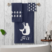 Merman Ocean Blue en White Bad Handdoek
