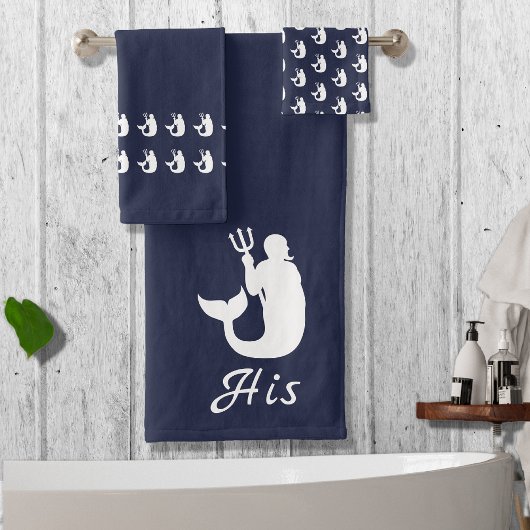 Merman Ocean Blue en White Bad Handdoek