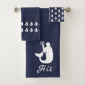 Merman Ocean Blue en White Bad Handdoek (Insitu)