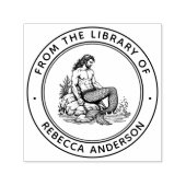 Merman on Rocks Ex Libris Boekplaat Bibliotheek Bo Zelfinktende Stempel (Design)