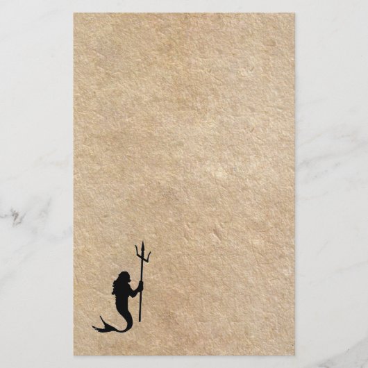 Merman op oud perkament briefpapier (Voorkant)