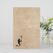 Merman op oud perkament briefpapier (Staand voorkant)